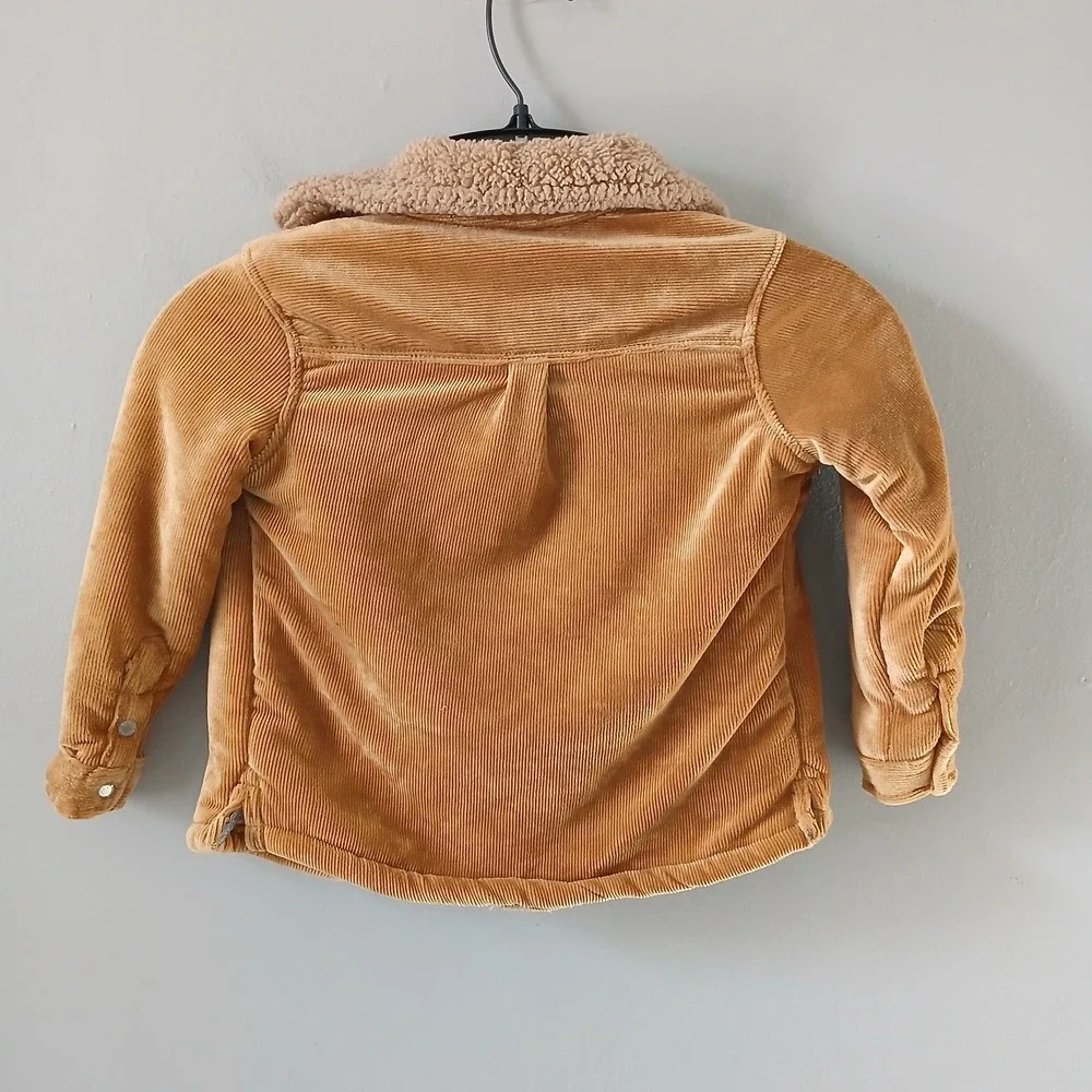 Eddie Bauer Boys 3t Jacket Corduroy Long Sleeve‎ Sherpa Lined Button up Tan - Picture 11 of 13